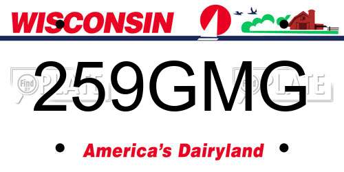 259GMG Wisconsin License Plate