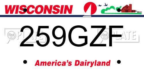 259GZF Wisconsin License Plate