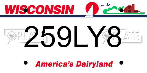 259LY8 Wisconsin License Plate