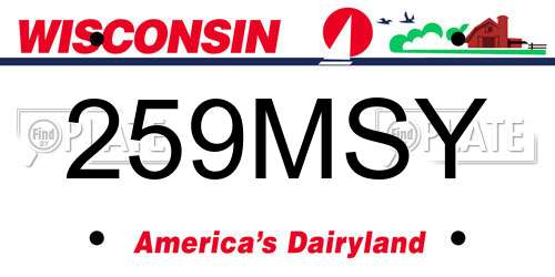 259MSY Wisconsin License Plate
