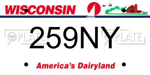 259NY Wisconsin License Plate