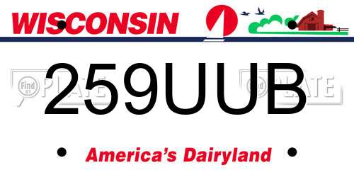 259UUB Wisconsin License Plate