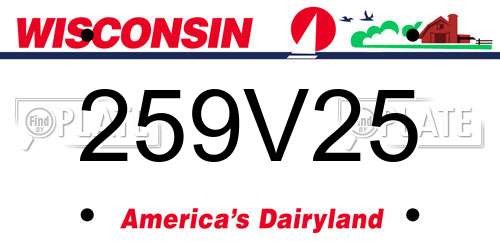 259V25 Wisconsin License Plate
