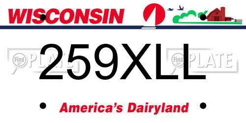 259XLL Wisconsin License Plate
