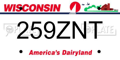 259ZNT Wisconsin License Plate
