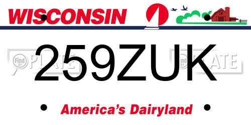 259ZUK Wisconsin License Plate