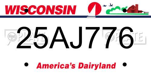 25AJ776 Wisconsin License Plate
