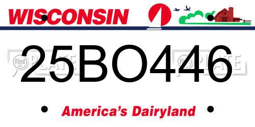25BO446 Wisconsin License Plate