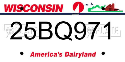 25BQ971 Wisconsin License Plate