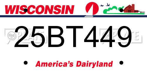 25BT449 Wisconsin License Plate