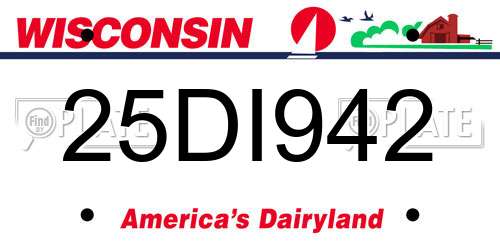 25DI942 Wisconsin License Plate
