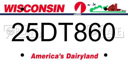 25DT860 Wisconsin License Plate