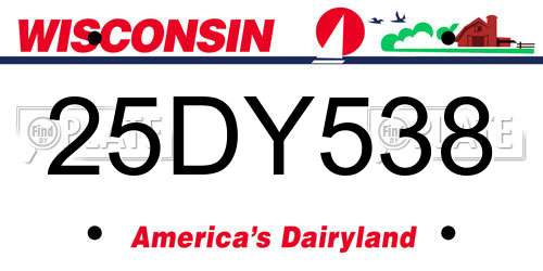 25DY538 Wisconsin License Plate