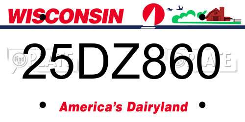 25DZ860 Wisconsin License Plate