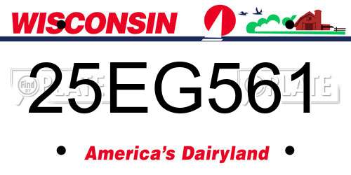 25EG561 Wisconsin License Plate