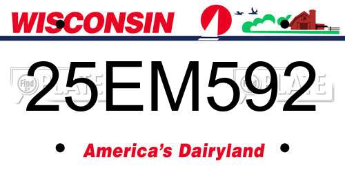 25EM592 Wisconsin License Plate