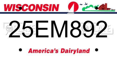 25EM892 Wisconsin License Plate