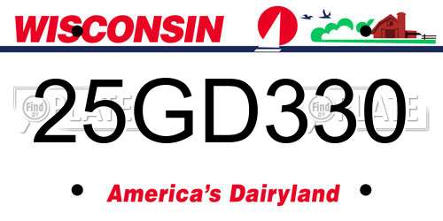 25GD330 Wisconsin License Plate