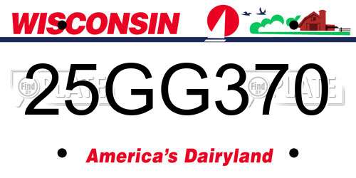 25GG370 Wisconsin License Plate