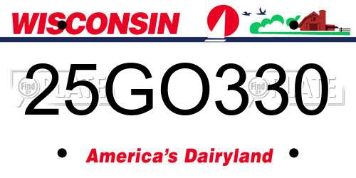 25GO330 Wisconsin License Plate