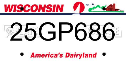 25GP686 Wisconsin License Plate