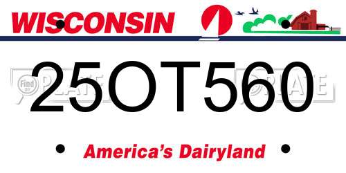 25OT560 Wisconsin License Plate