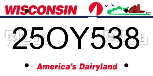 25OY538 Wisconsin License Plate