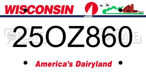 25OZ860 Wisconsin License Plate