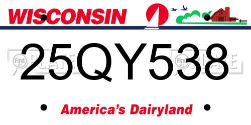 25QY538 Wisconsin License Plate