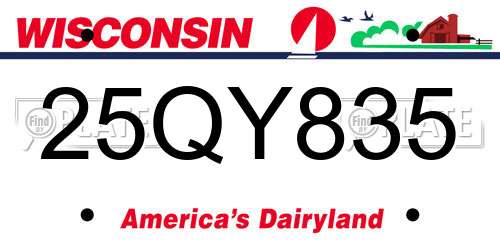 25QY835 Wisconsin License Plate