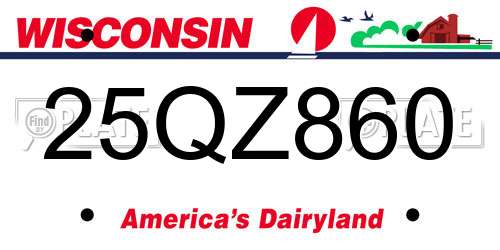 25QZ860 Wisconsin License Plate