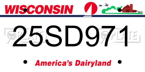 25SD971 Wisconsin License Plate