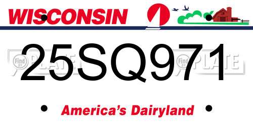 25SQ971 Wisconsin License Plate