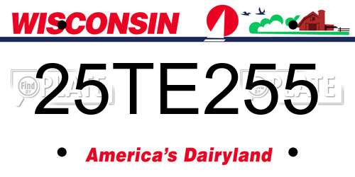 25TE255 Wisconsin License Plate