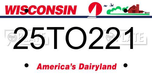 25TO221 Wisconsin License Plate