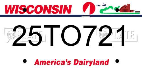 25TO721 Wisconsin License Plate
