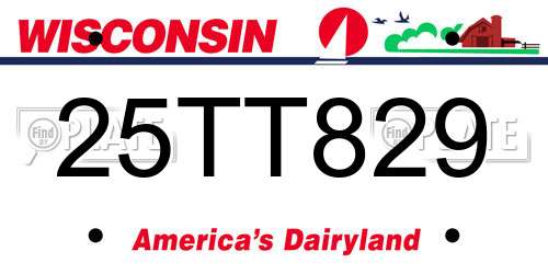 25TT829 Wisconsin License Plate