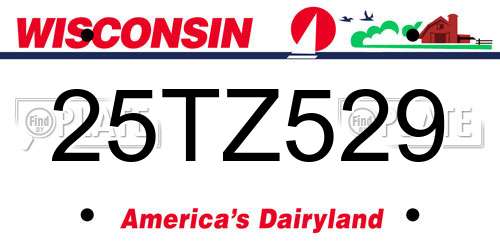 25TZ529 Wisconsin License Plate