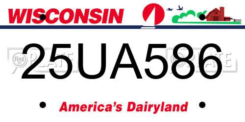 25UA586 Wisconsin License Plate
