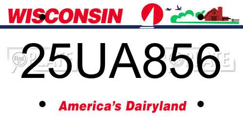 25UA856 Wisconsin License Plate