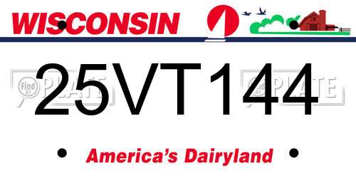 25VT144 Wisconsin License Plate