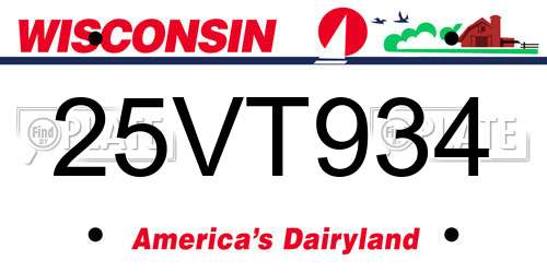 25VT934 Wisconsin License Plate