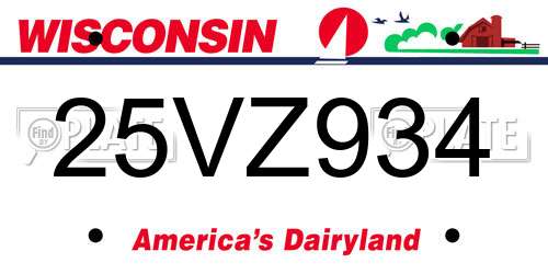 25VZ934 Wisconsin License Plate