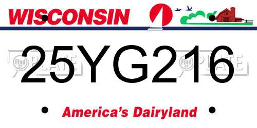 25YG216 Wisconsin License Plate