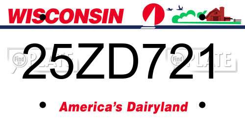 25ZD721 Wisconsin License Plate