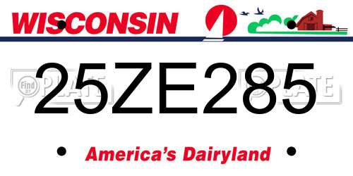 25ZE285 Wisconsin License Plate