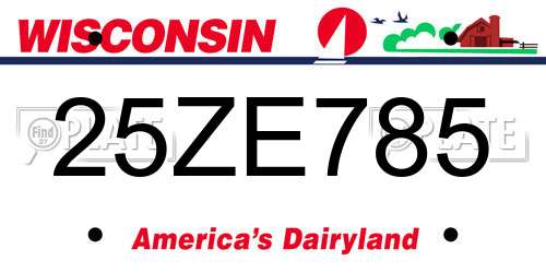 25ZE785 Wisconsin License Plate