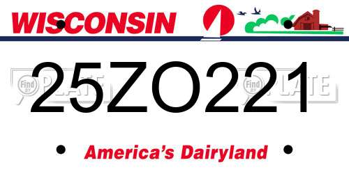 25ZO221 Wisconsin License Plate