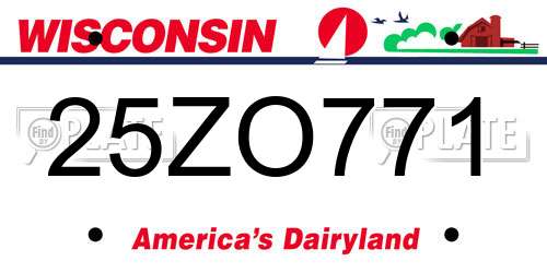 25ZO771 Wisconsin License Plate