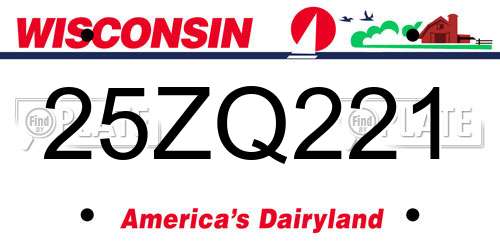 25ZQ221 Wisconsin License Plate